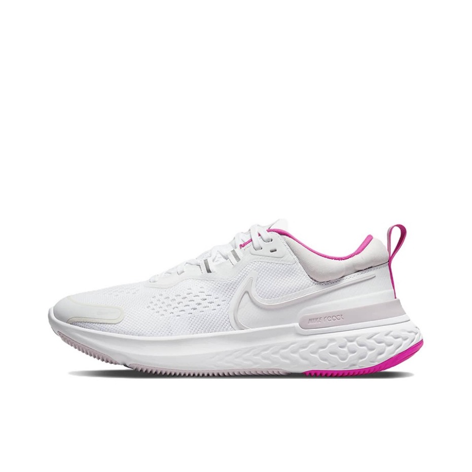 推荐商品：Nike React Miler 2 跑鞋 潮流防滑缓震耐磨轻便透气织物回弹合成革泡棉 白色/玫红