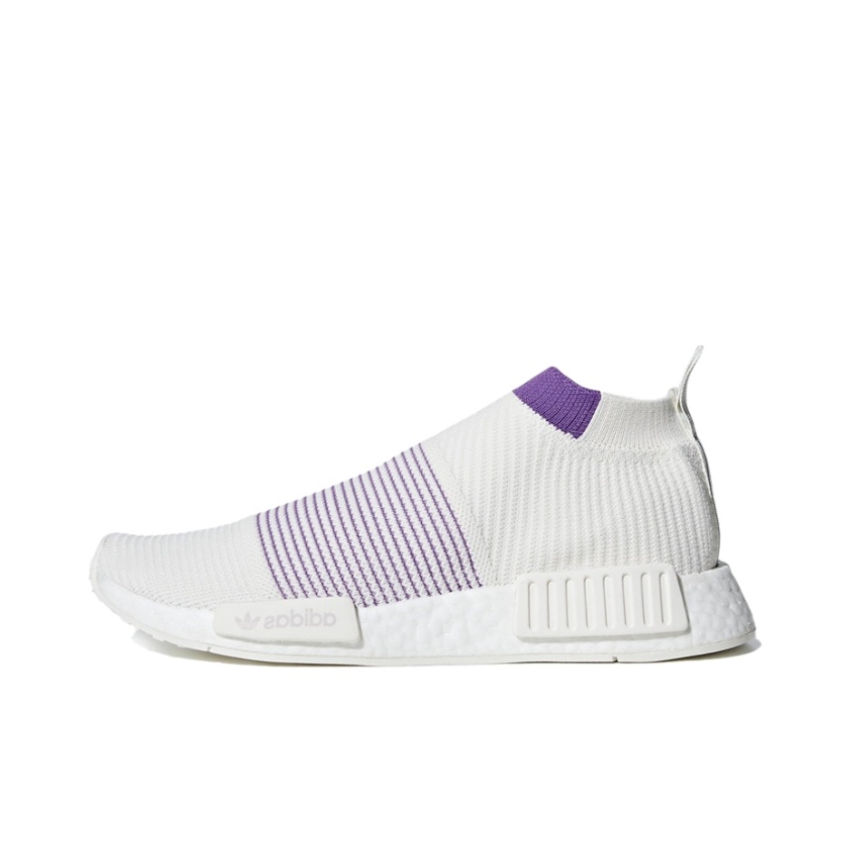推荐商品：adidas Originals NMD City Sock 缓震轻便 防滑 耐磨 透气网面 休闲运动 轻质 编织 跑步鞋 Purple Pack/White 白紫