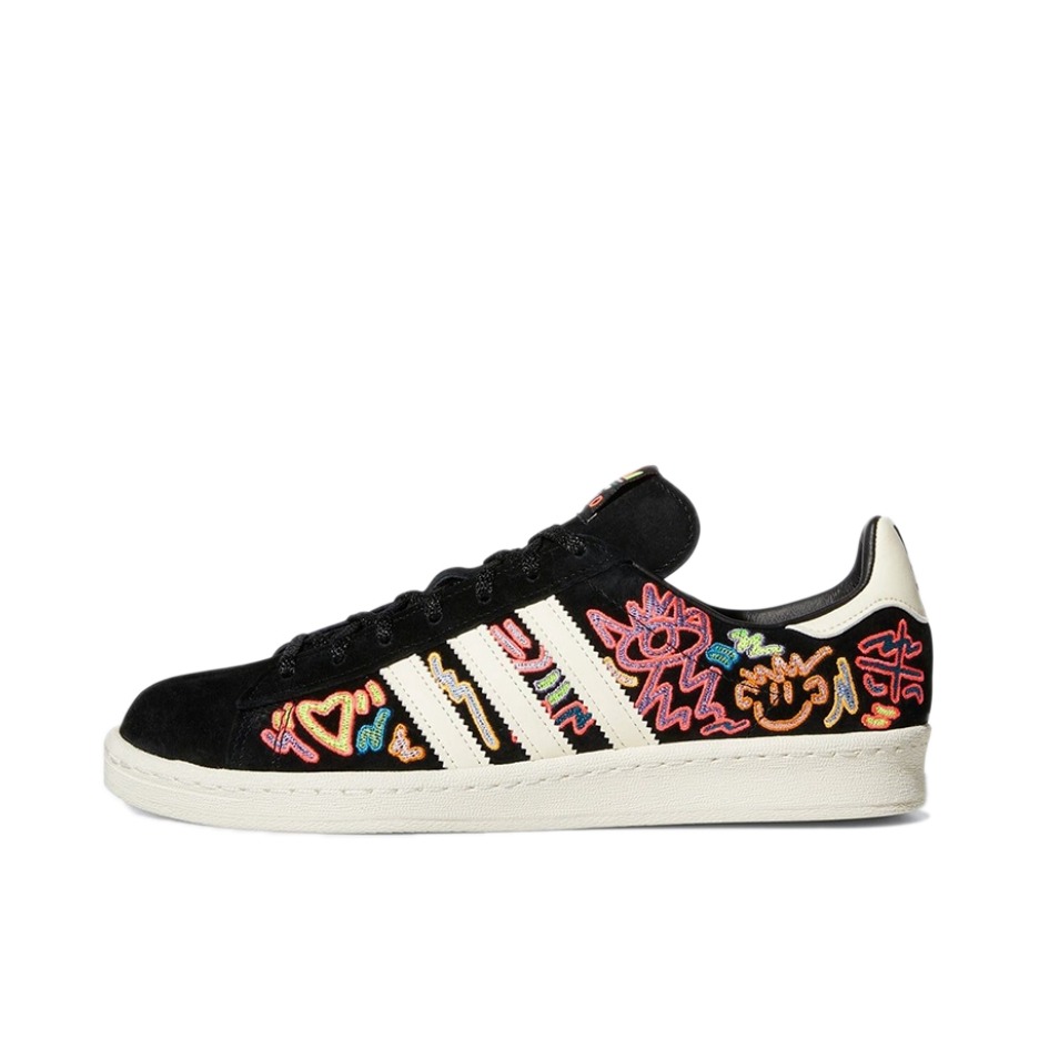推荐商品：adidas originals Campus 80s 板鞋 复古减震透气防滑轻便休闲舒适耐磨低帮时尚潮流 Pride Pack 2022 黑色/粉红/米白