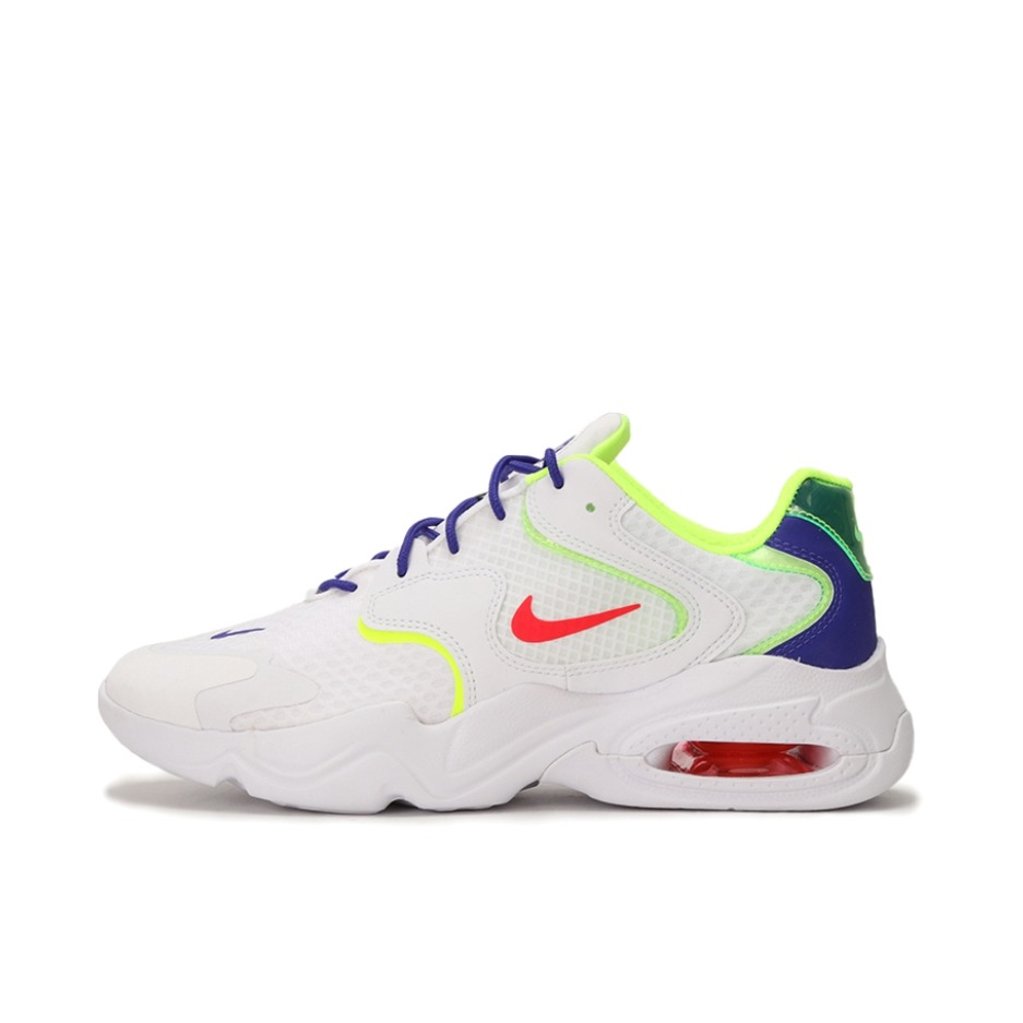 推荐商品：Nike Air Max 2X 跑鞋 缓震舒适复古透气耐磨防滑织物合成革圆头 白色/蓝色/黄色