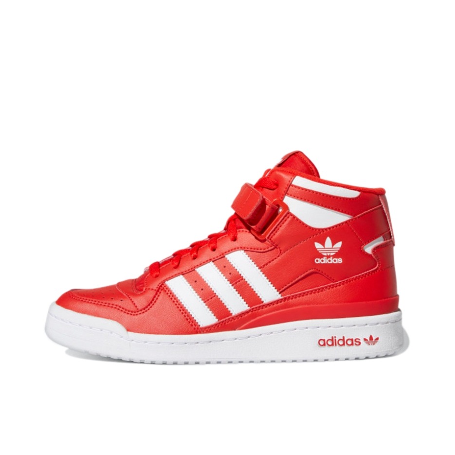 推荐商品：adidas Originals Forum 板鞋 轻便复古防滑时尚魔术贴篮球风薄底包裹性 中帮/大红/白色