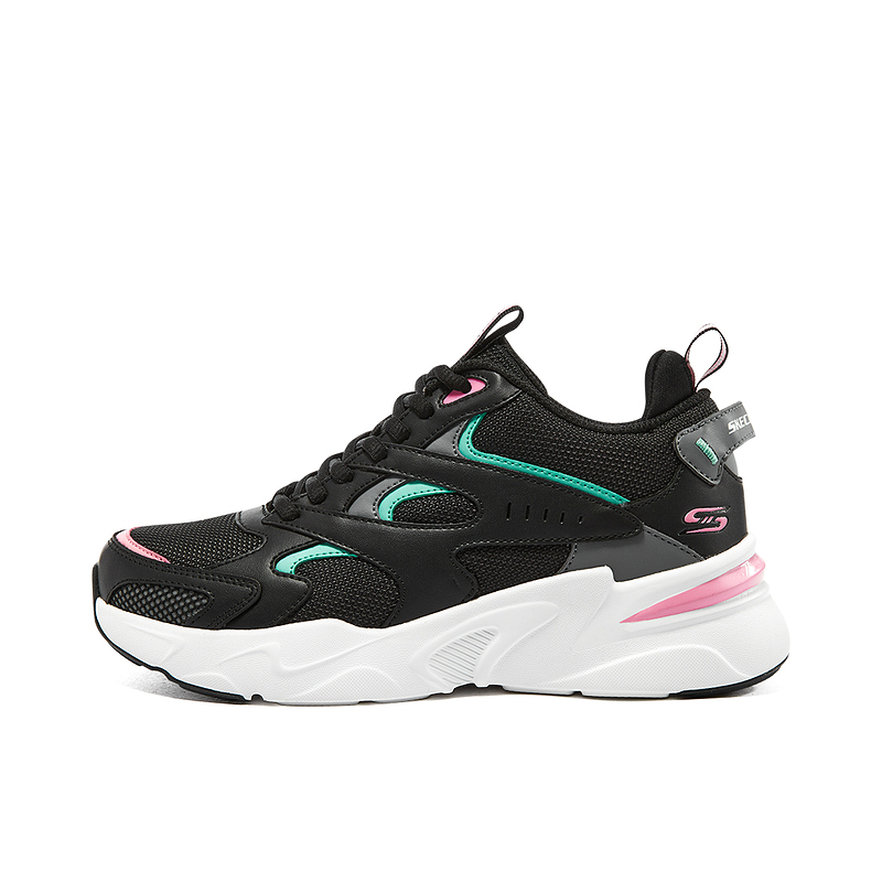 推荐商品：Skechers/斯凯奇 Bobs Bamina 减震 防滑耐磨 复古百搭 厚底增高 时尚网面 透气运动 休闲鞋增高鞋 117041 黑色/多彩