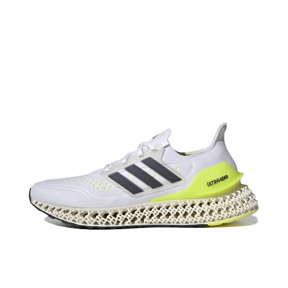 推荐商品：adidas 4DFWD 跑鞋 减震回弹网面透气防滑耐磨织物碳板自带推进力运动随心畅跑 白色/黄色