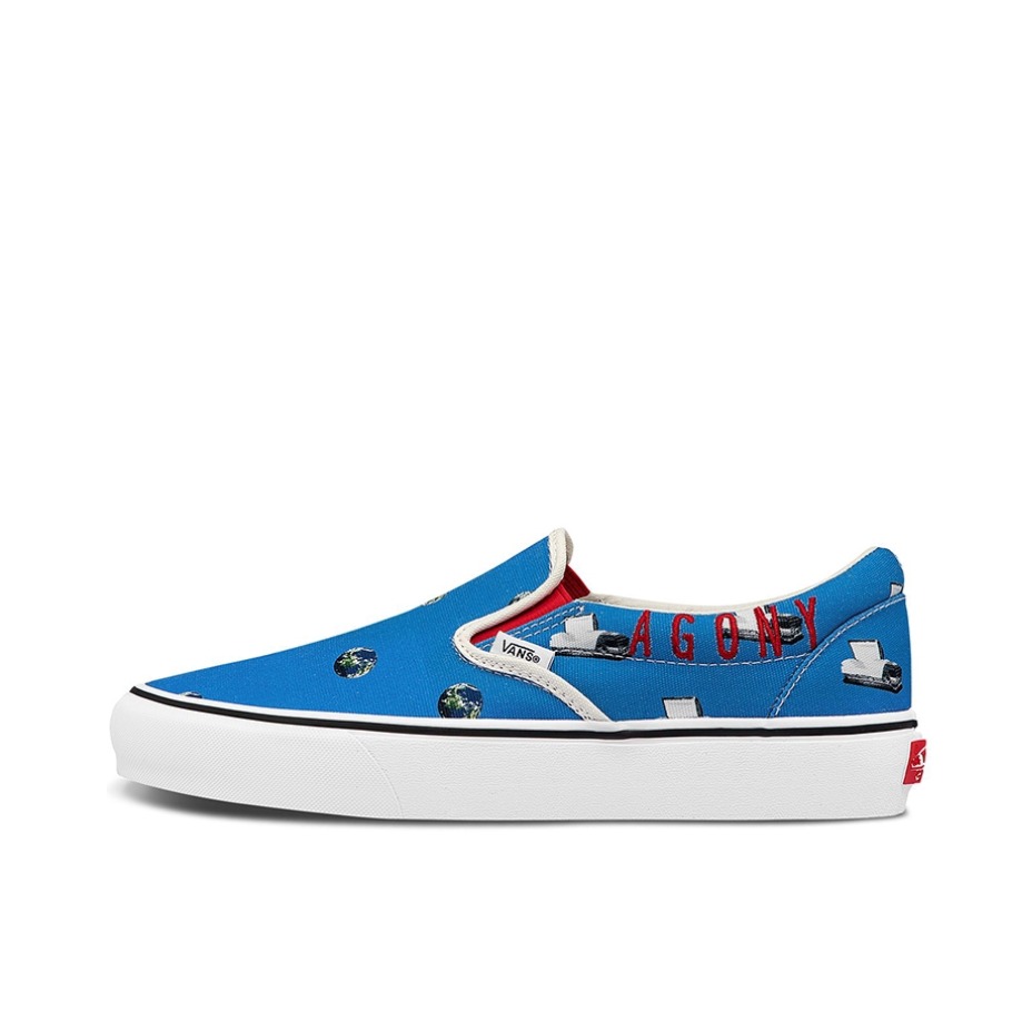 推荐商品：Vans/范斯 Classic Slip-on 防滑 简约 棋盘格 一脚蹬 百搭 休闲 帆布鞋 视觉艺术家联名/蓝色