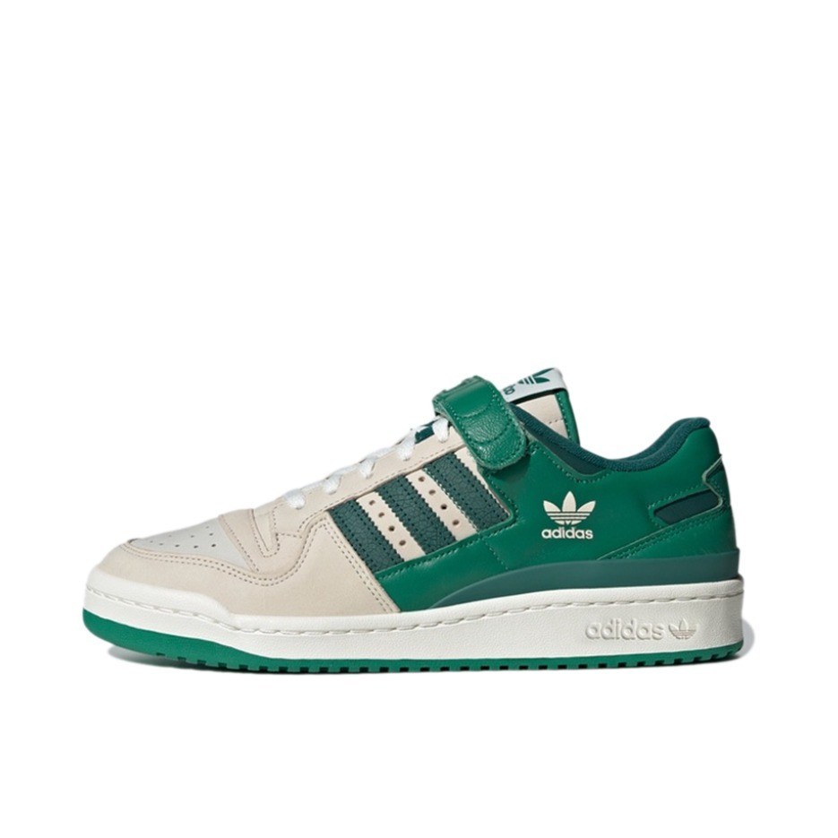 推荐商品：adidas Originals Forum 板鞋 轻便复古防滑时尚魔术贴篮球风薄底包裹性  米白/绿色/碧绿色