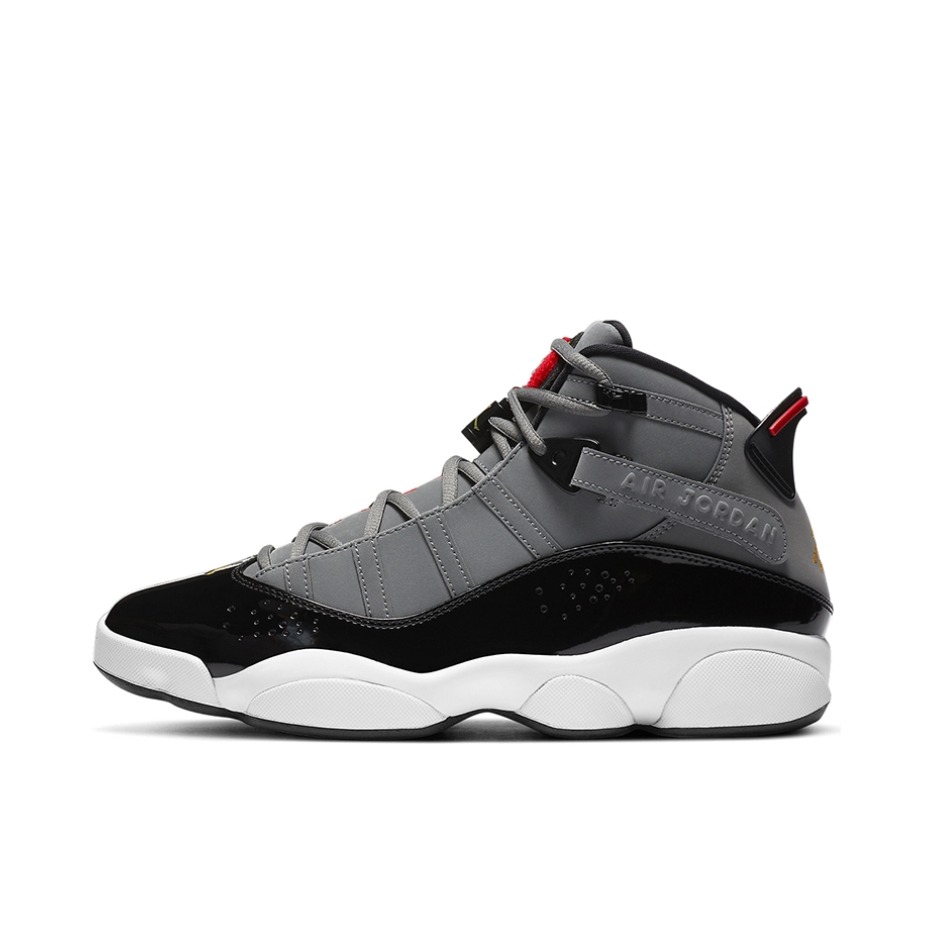 推荐商品：Air Jordan 6 Rings 六冠王 篮球鞋 zoom air缓震透气耐磨复古潮流百搭防滑包裹性 GS/灰色/黑色/红色