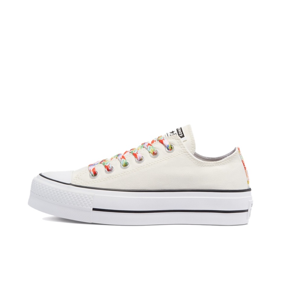 推荐商品：Converse/匡威 Chuck Taylor All Star Lift 帆布鞋 简约复古经典防滑耐磨舒适厚底圆头甜酷贴合松糕底流光风 米白色/白底