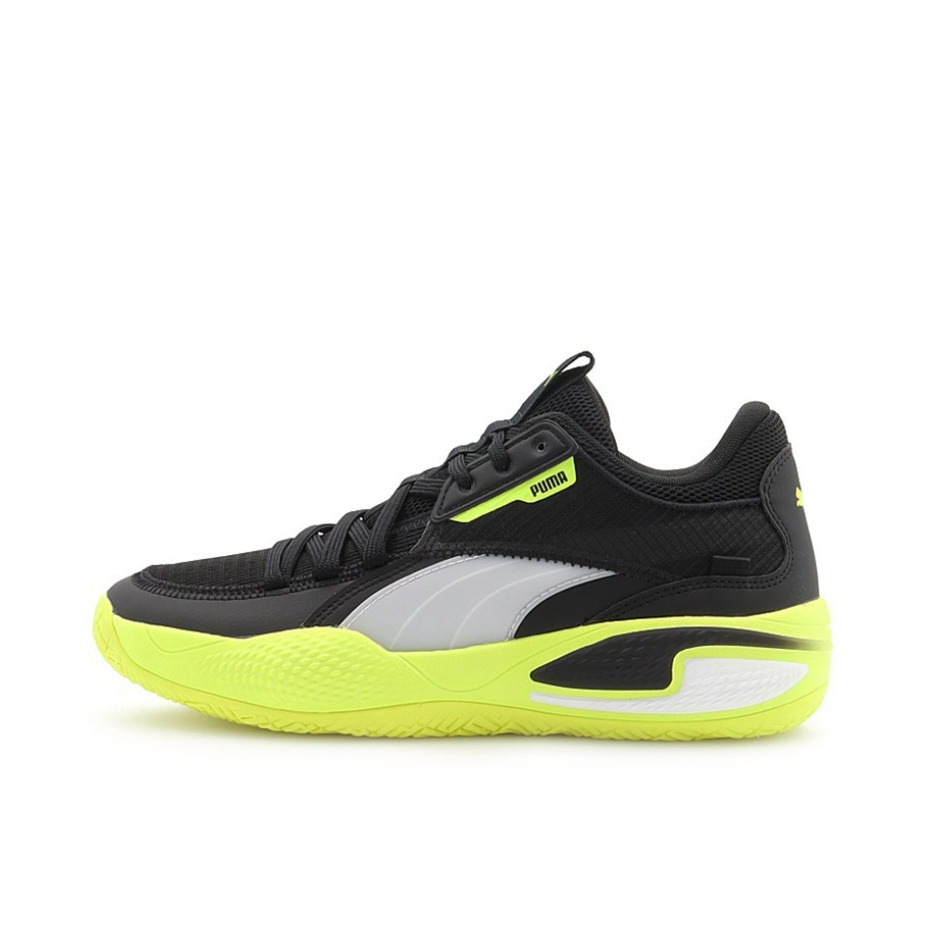推荐商品：【赵继伟同款】Puma/彪马 Court Rider 1.0 RIDER FOAM中底 合成革 缓震支撑 防滑耐磨 包裹性 篮球鞋 黑色/绿色