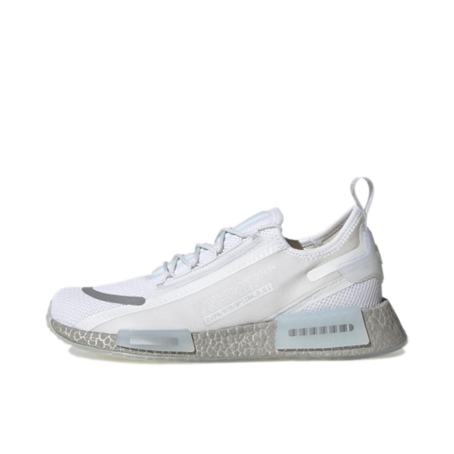 推荐商品：adidas Originals NMD R1 BOOST 织物 轻便透气 缓震 低帮 运动休闲鞋 云白色/浅灰色