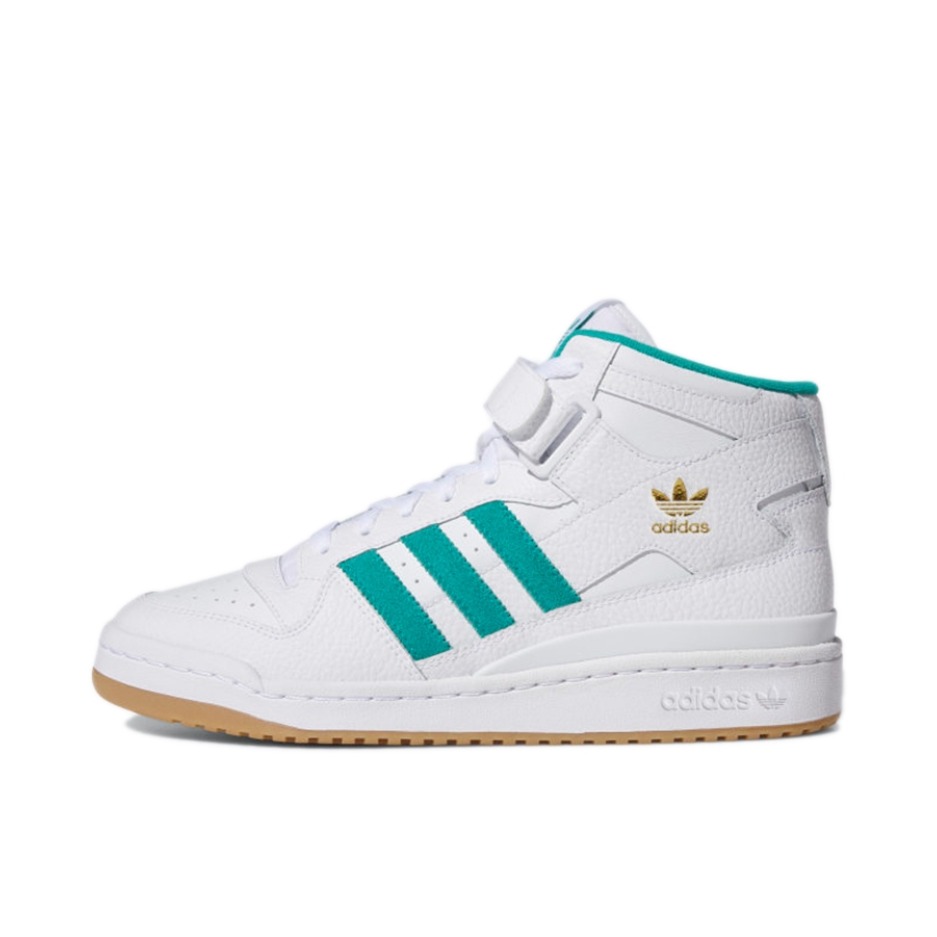 推荐商品：adidas Originals Forum 板鞋 轻便复古防滑时尚魔术贴篮球风薄底包裹性 中帮/云白/绿色