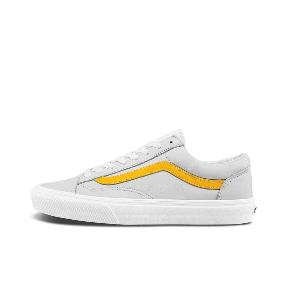 推荐商品：Vans/范斯 Style 36 滑板鞋 板鞋 舒适轻便防滑耐磨复古百搭帆布拼接防水运动 白底/黄色
