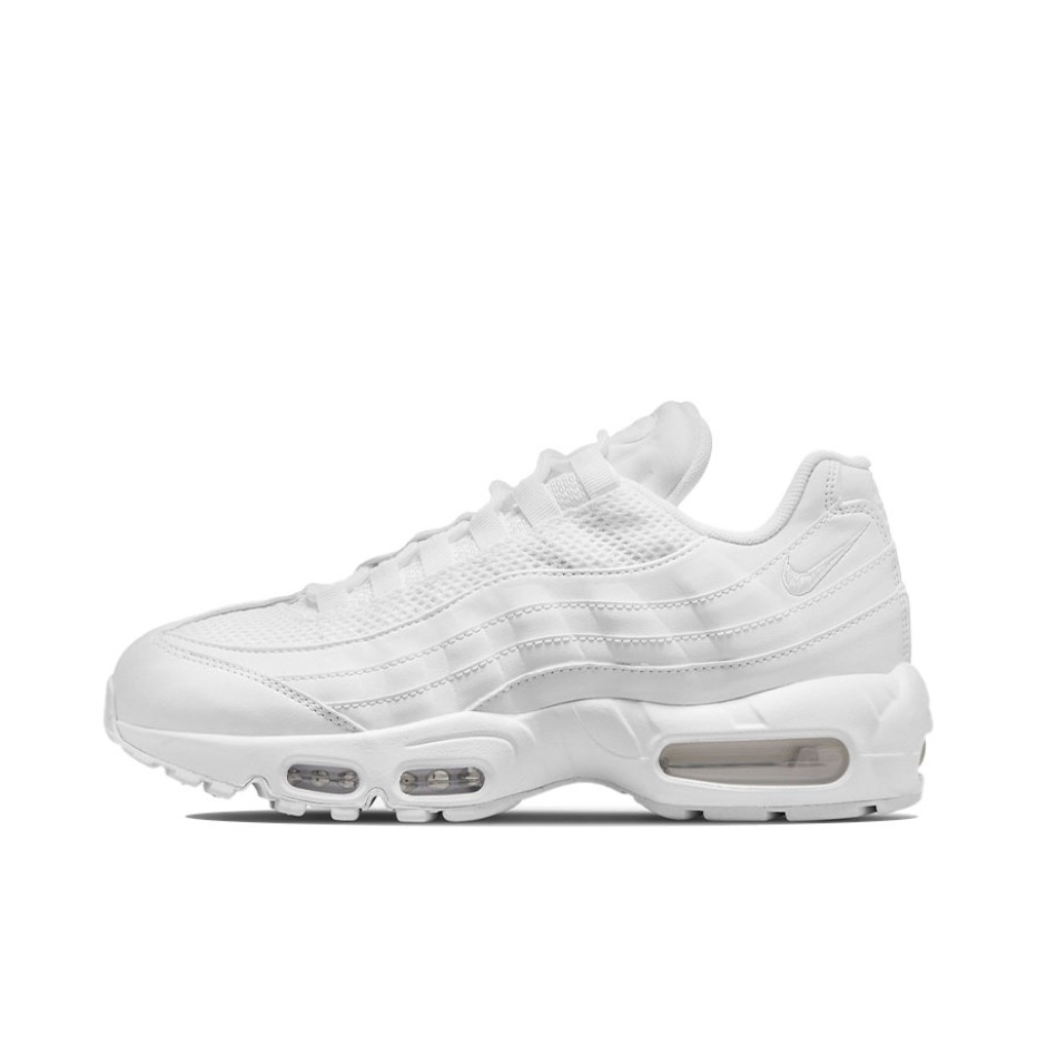 推荐商品：Nike Air Max 95 跑鞋 潮流时尚复古百搭防滑耐磨舒适透气防水气垫织物支撑低帮缓震贴合耐用圆头 Triple White 网眼/纯白