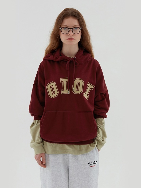 推荐商品：【朴彩英同款】连帽抽绳韩系学院风套头卫衣 男女同款 酒红