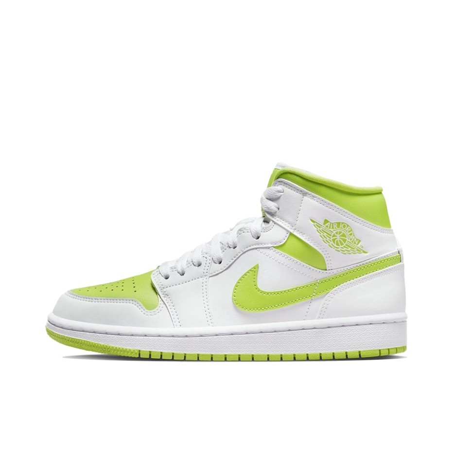 推荐商品：Air Jordan 1 板鞋 运动休闲鞋 复古潮流支撑合成革 White Lime 中帮/白色/绿色/酸橙