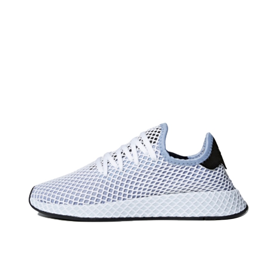 推荐商品：adidas Deerupt Runner 耐磨 时尚复古 网面透气 休闲鞋 Chalk Blue/Core Black  蓝白