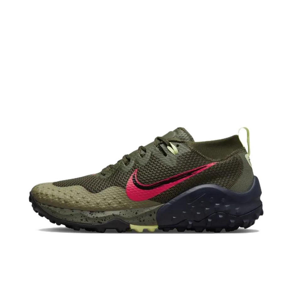 推荐商品：Nike Wildhorse 7 跑鞋 透气户外越野减震回弹防滑耐磨时尚复古织物合成革 深绿/深蓝