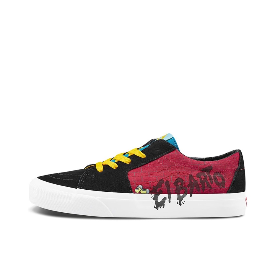推荐商品：Vans/范斯 SK8-Low 板鞋 防滑耐磨舒适减震潮流拼接百搭休闲复古风帅气高街运动简约风薄底 辛普森联名/黑色/红色