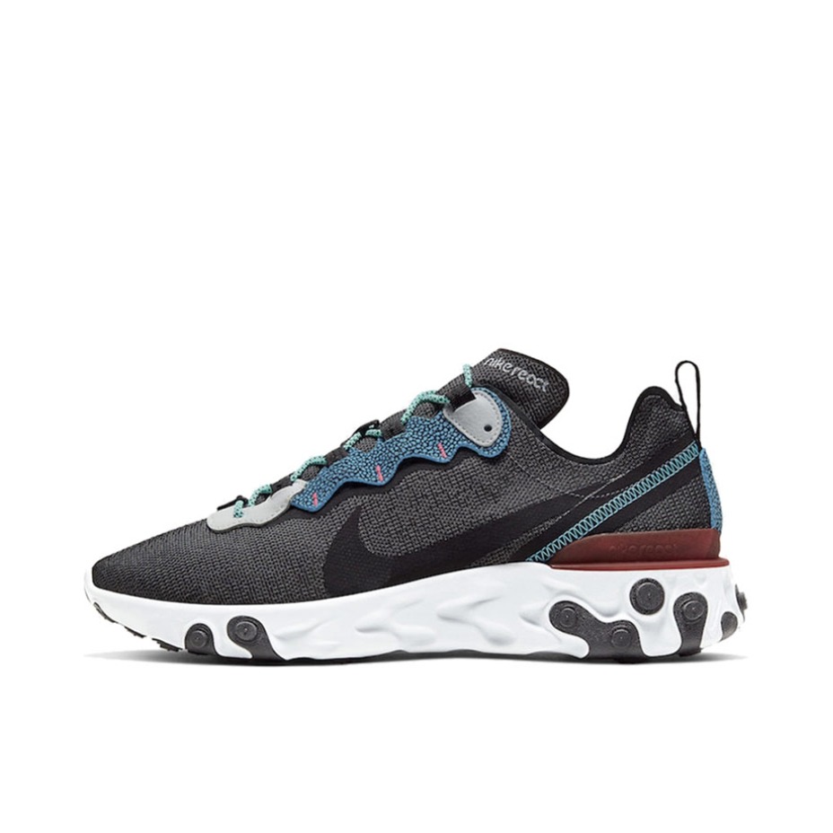 推荐商品：Nike React Element 55 跑鞋 轻便透气缓震耐磨舒适泡棉运动织物支撑防滑解构 Black/Blue SE/黑蓝棕