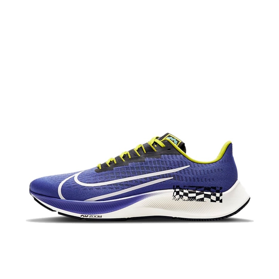 推荐商品：Nike Air Zoom Pegasus 37 飞马 跑鞋 气垫舒适耐磨轻便透气织物缓震减震防滑防水合成革圆头 灯草紫/帆白/黑色