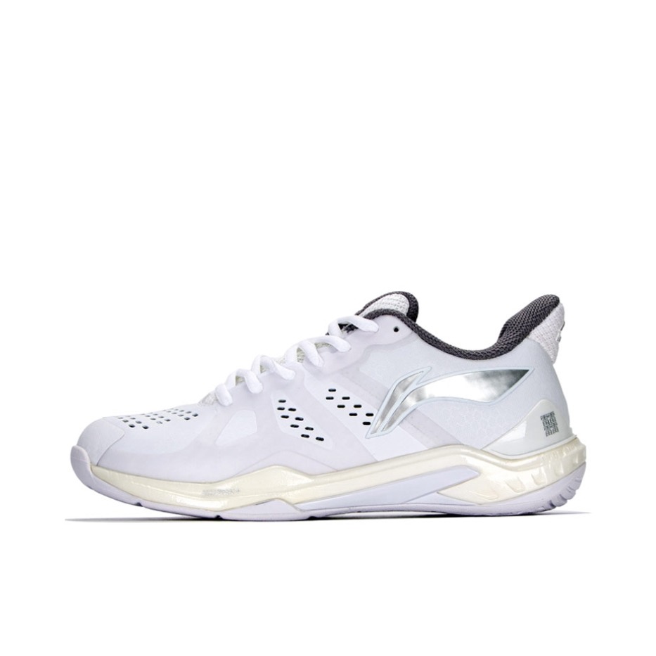 推荐商品：李宁 雲霆 羽毛球鞋 比赛鞋 系带缓震透气防滑耐磨支撑高回弹合成革䨻科技 白色