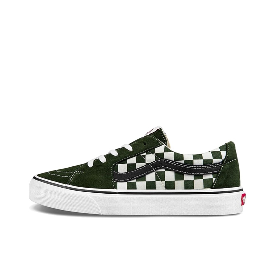 推荐商品：Vans/范斯 SK8-Low 板鞋 防滑耐磨舒适减震潮流拼接百搭休闲复古风帅气高街运动简约风薄底 绿色/黑白棋盘格
