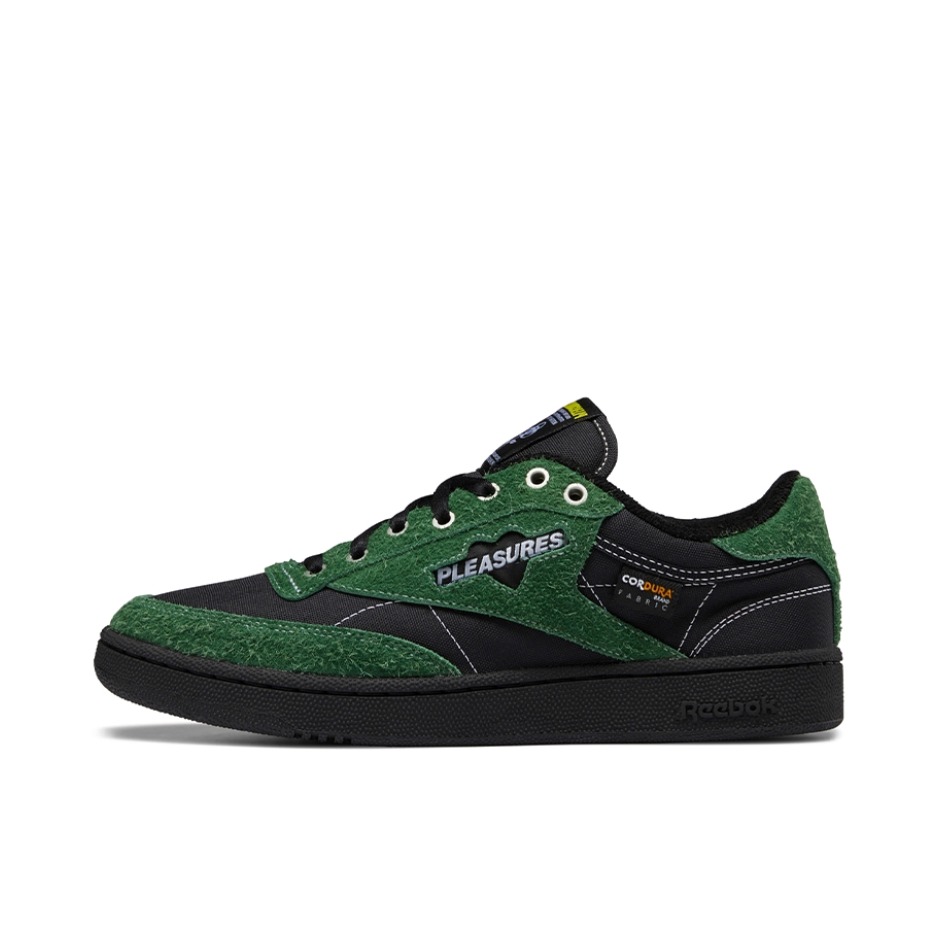 推荐商品：Reebok/锐步 Club C 85 经典复古 防滑耐磨 防水 运动 脏脏鞋 板鞋 Pleasures联名/黑色/绿色