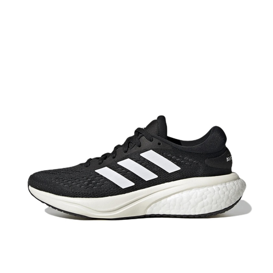 推荐商品：adidas Supernova 2 跑鞋 减震防滑耐磨网面透气回弹慢跑织物运动 大童/白色/黑色