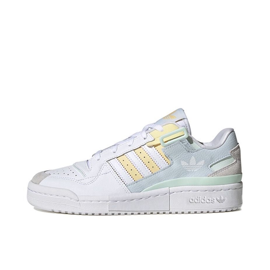 推荐商品：adidas Originals Forum 板鞋 轻便复古防滑时尚魔术贴篮球风薄底包裹性 女款/白色/蕉黄/浅绿蓝