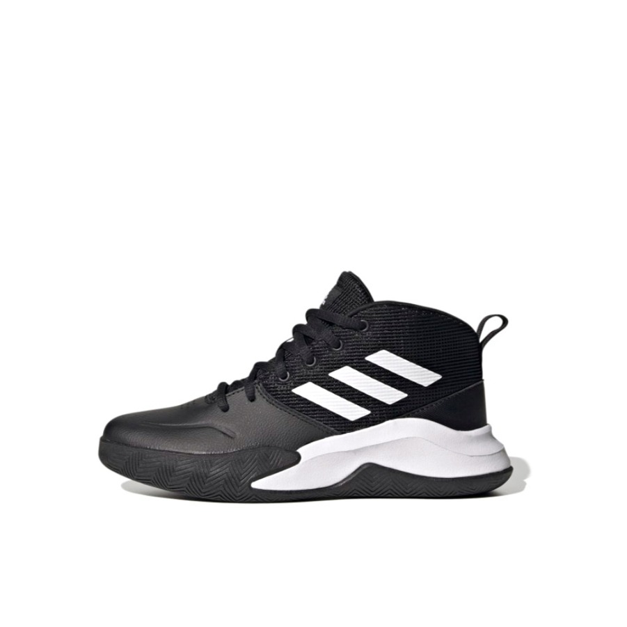 推荐商品：adidas  Own The Game  K WIDE 防滑耐磨 减震回弹 中高帮 网布透气 舒适 时尚  童鞋 篮球鞋 小童/黑色/白色