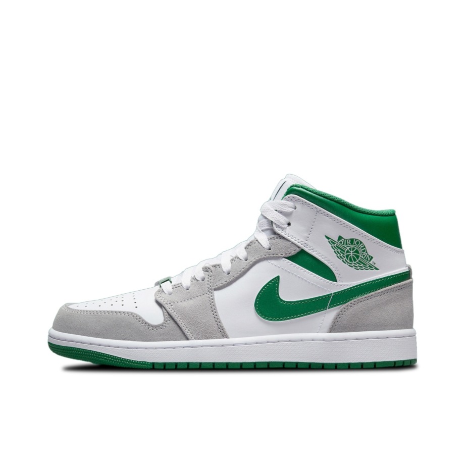 推荐商品：Air Jordan 1 板鞋 运动休闲鞋 复古潮流支撑合成革 Green Grey 中帮/灰色/白色/绿色
