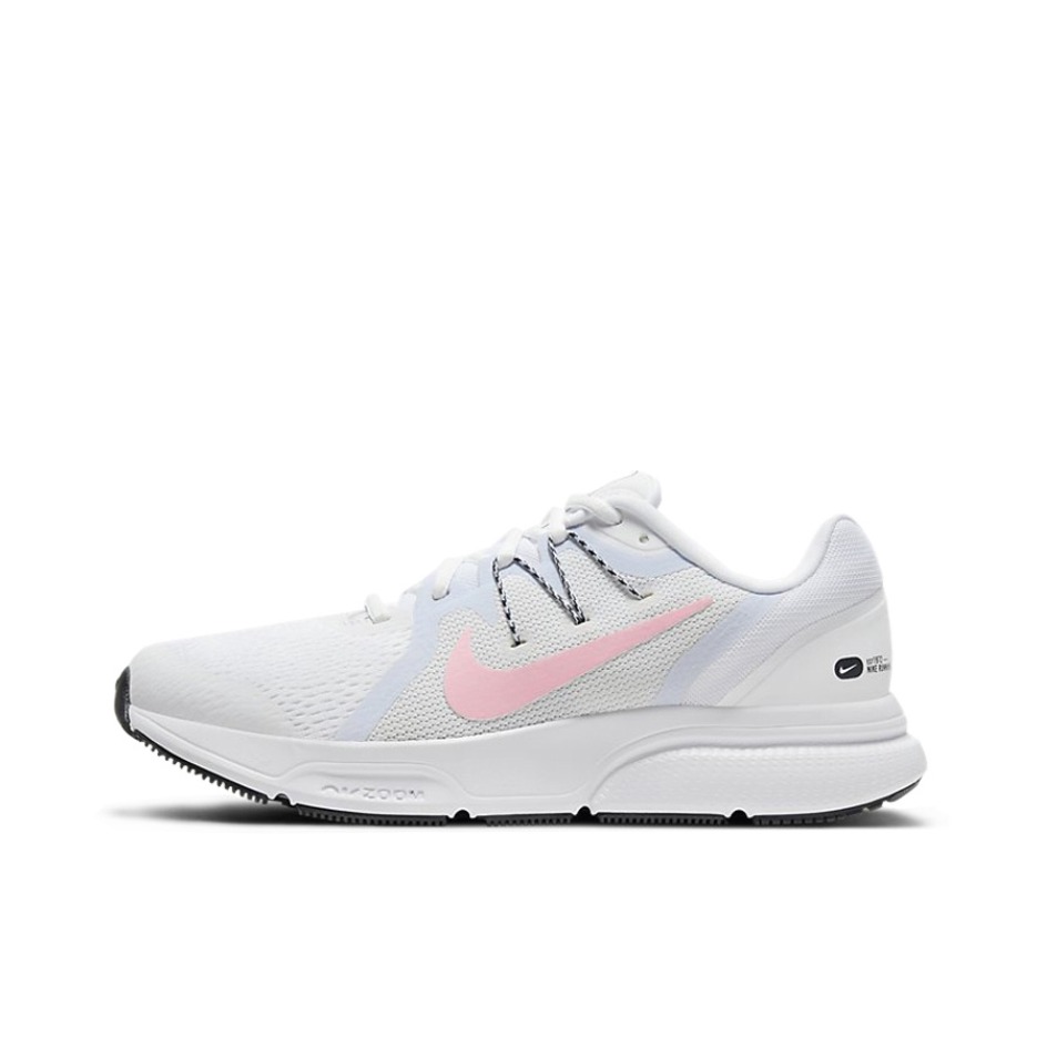 推荐商品：Nike Zoom Span 3 跑鞋 缓震回弹舒适轻便网面透气耐磨织物合成革日常跑 白色/粉色/蓝色