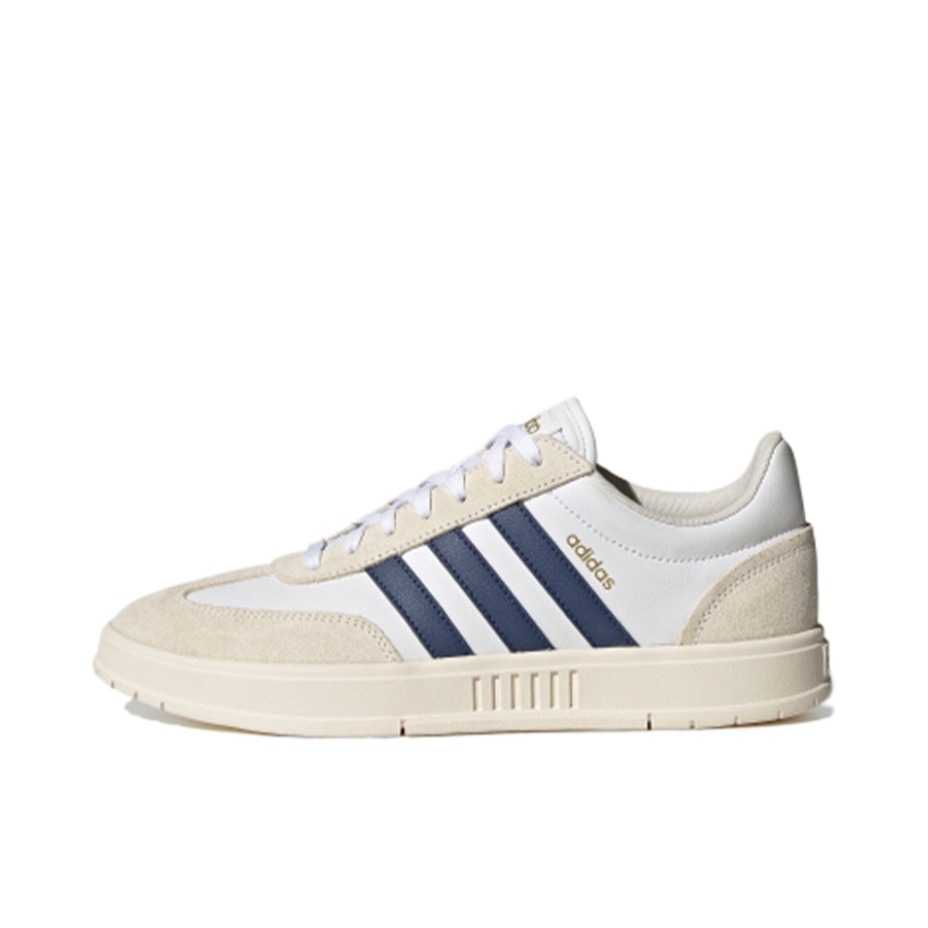 推荐商品：adidas NEO Gradas T头鞋 德训鞋 板鞋 防滑耐磨复古透气舒适百搭轻运动 灰色/白色/蓝色
