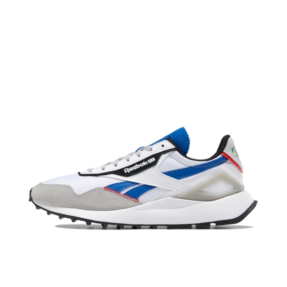 推荐商品：Reebok/锐步 Classic Leather Legacy AZ 跑鞋 复古休闲防滑耐磨舒适透气织物运动圆头减震轻便 Keith Haring联名/白色/蓝色