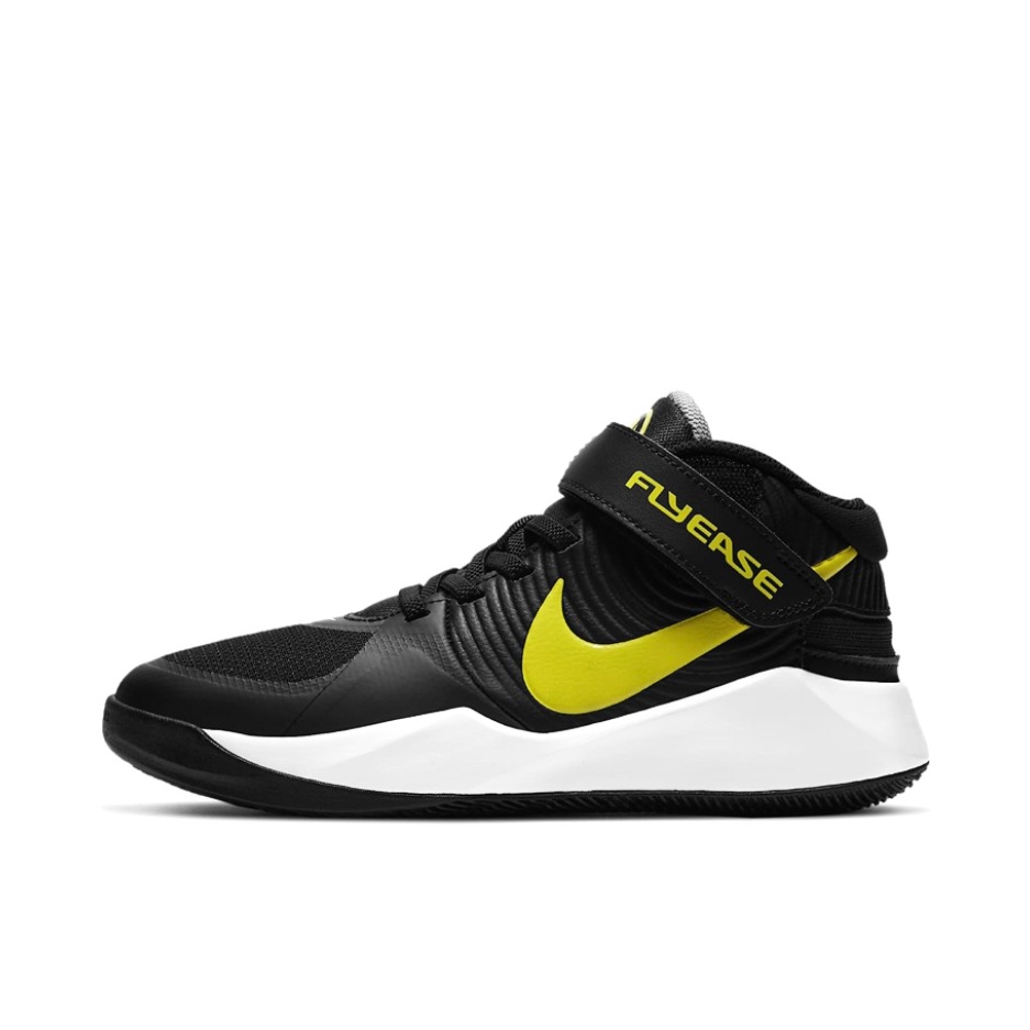 推荐商品：Nike Team Hustle D 9 防滑 耐磨 实战 魔术贴 运动 织物 合成革 篮球鞋 GS/黑色/黄色