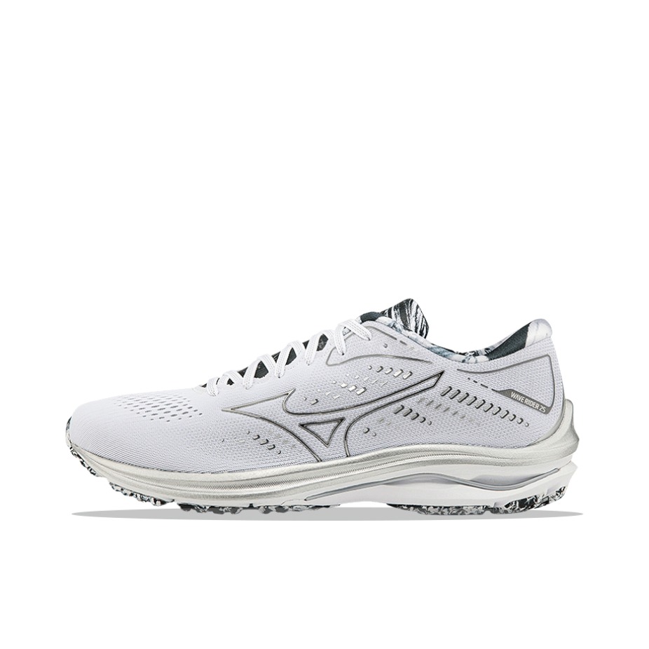推荐商品：Mizuno/美津浓 Wave Rider 25 缓震回弹 防滑耐磨 舒适 透气 健身训练 织物 合成革 跑鞋 银色/灰色