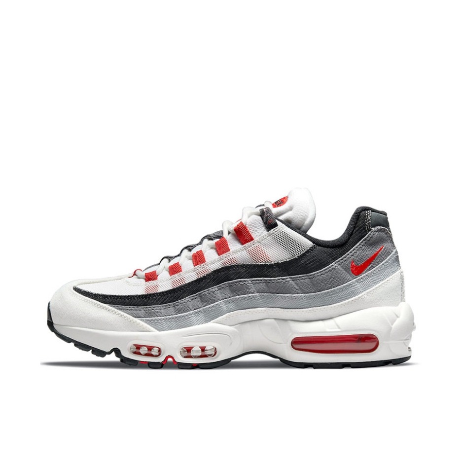 推荐商品：Nike Air Max 95 跑鞋 潮流时尚复古百搭防滑耐磨舒适透气防水气垫织物支撑低帮缓震贴合耐用圆头 Japan 白色/红色/灰色