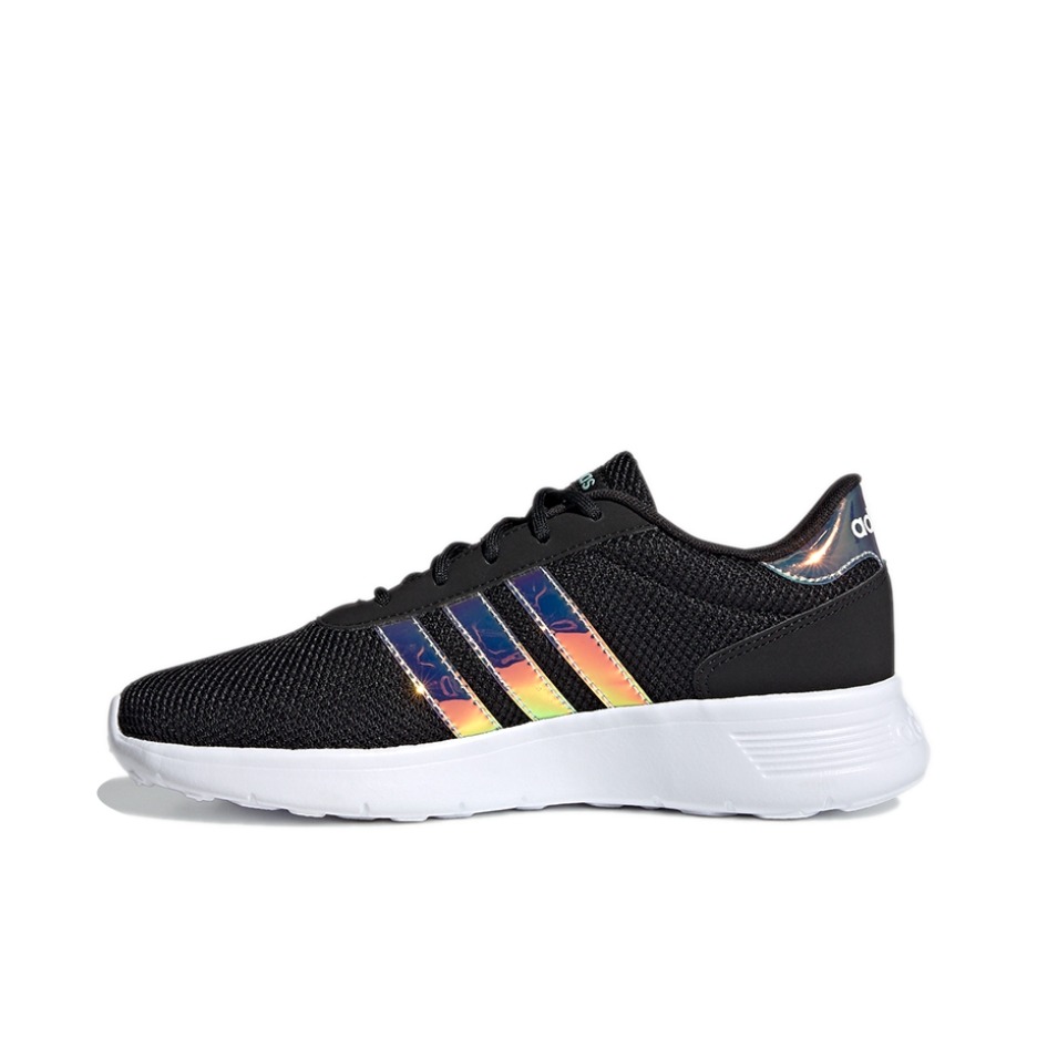 推荐商品：adidas NEO Lite Racer 运动休闲鞋 时尚潮流复古减震回弹舒适轻便防滑耐磨网面透气 黑色/镭射金