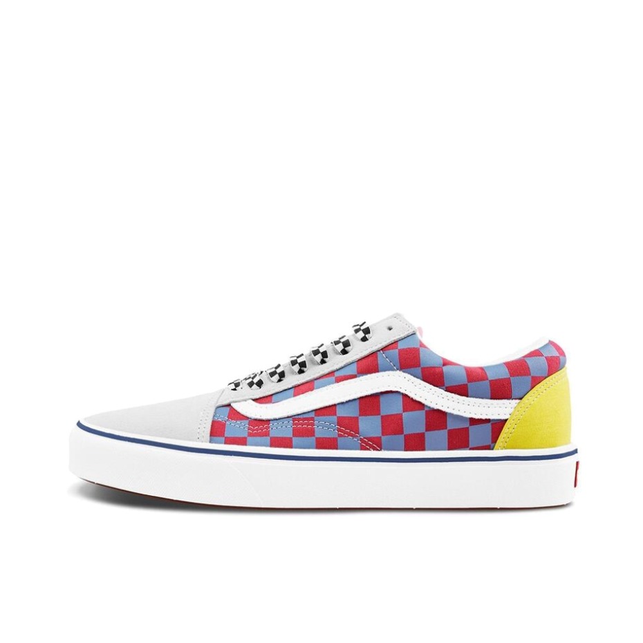推荐商品：Vans/范斯 Old Skool 滑板鞋 板鞋 轻便防滑复古舒适经典 ComfyCush/蓝红棋盘格