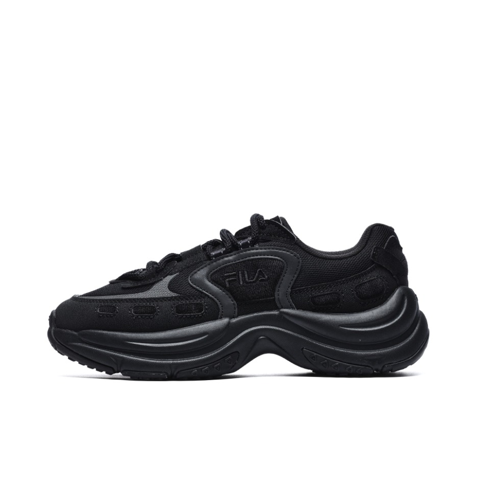 推荐商品：FILA/斐乐 Moderno Arch 矮子乐 防滑耐磨 网面透气 厚底增高 复古百搭 老爹鞋 黑色