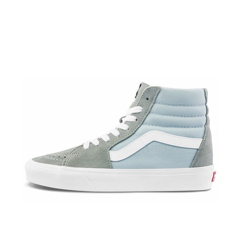 推荐商品：Vans/范斯 SK8-Hi 板鞋 潮流经典拼接复古街头厚底 灰色/蓝色/侧边条纹