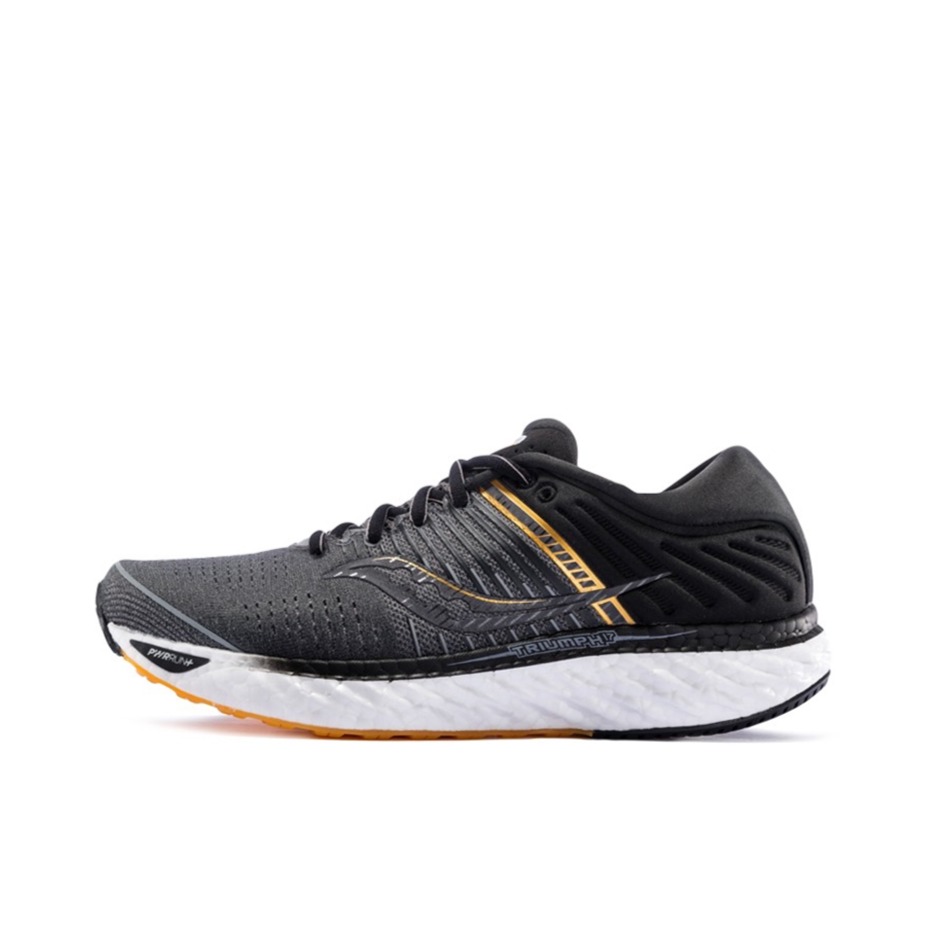 推荐商品：Saucony/索康尼 Triumph 胜利 17 网布透气 减震回弹 防滑耐磨 跑鞋 灰白/黄