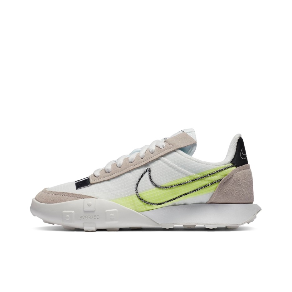 推荐商品：Nike Waffle Racer 2X 跑鞋 复古休闲防滑耐磨舒适轻便运动织物合成革 白色/黑色/荧光黄