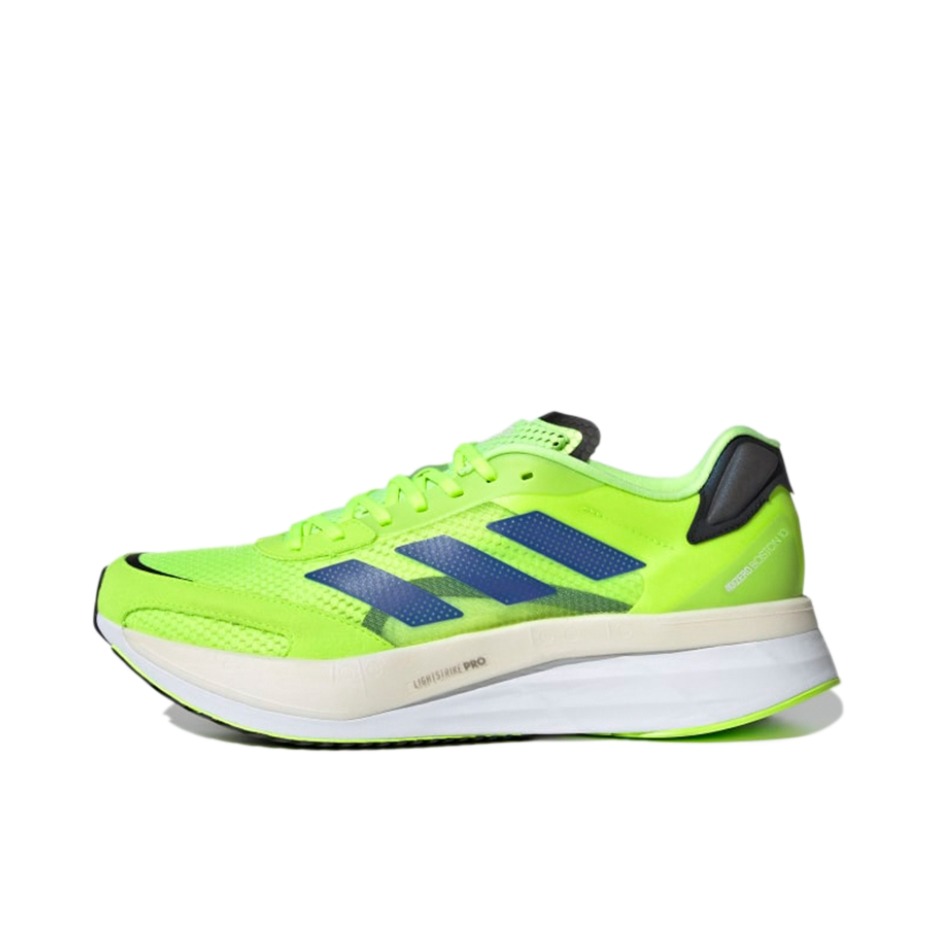 推荐商品：adidas Adizero Boston 10 跑鞋 玻纤柱马拉松耐穿支撑训练 荧光绿