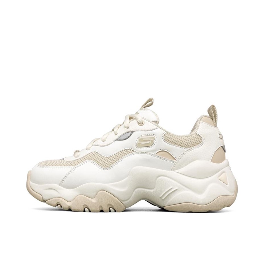 推荐商品：Skechers/斯凯奇  D'Lites 3.0  老爹鞋 熊猫鞋 复古厚底增高支撑 米白/浅粉