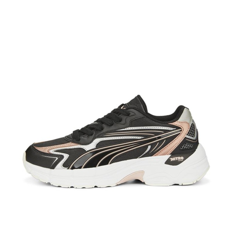 推荐商品：Puma/彪马 Teveris Nitro 运动休闲鞋 减震透气舒适耐磨潮流百搭复古圆头回弹 黑色-玫瑰金