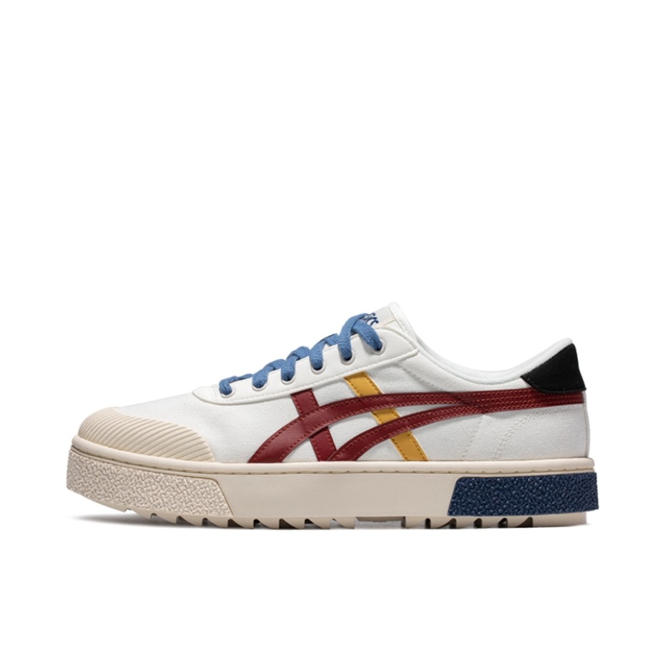 推荐商品：Asics/亚瑟士 Court Trail 复古百搭 耐磨防滑 休闲透气 时尚 厚底 运动 情侣 合成革圆头 帆布鞋 白色/红色