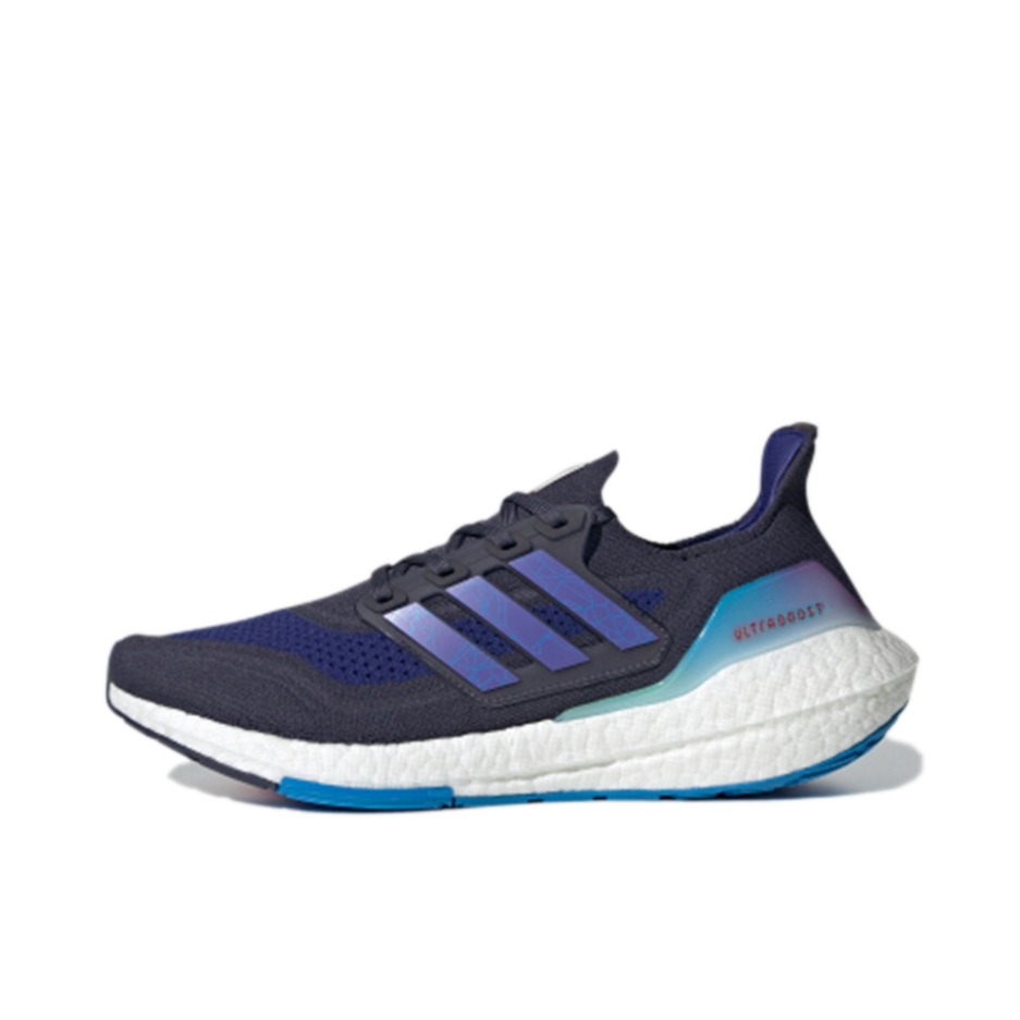 推荐商品：adidas UltraBoost 21 跑鞋 经典透气缓震织物防滑支撑防水马拉松抗扭转回弹圆头 深蓝