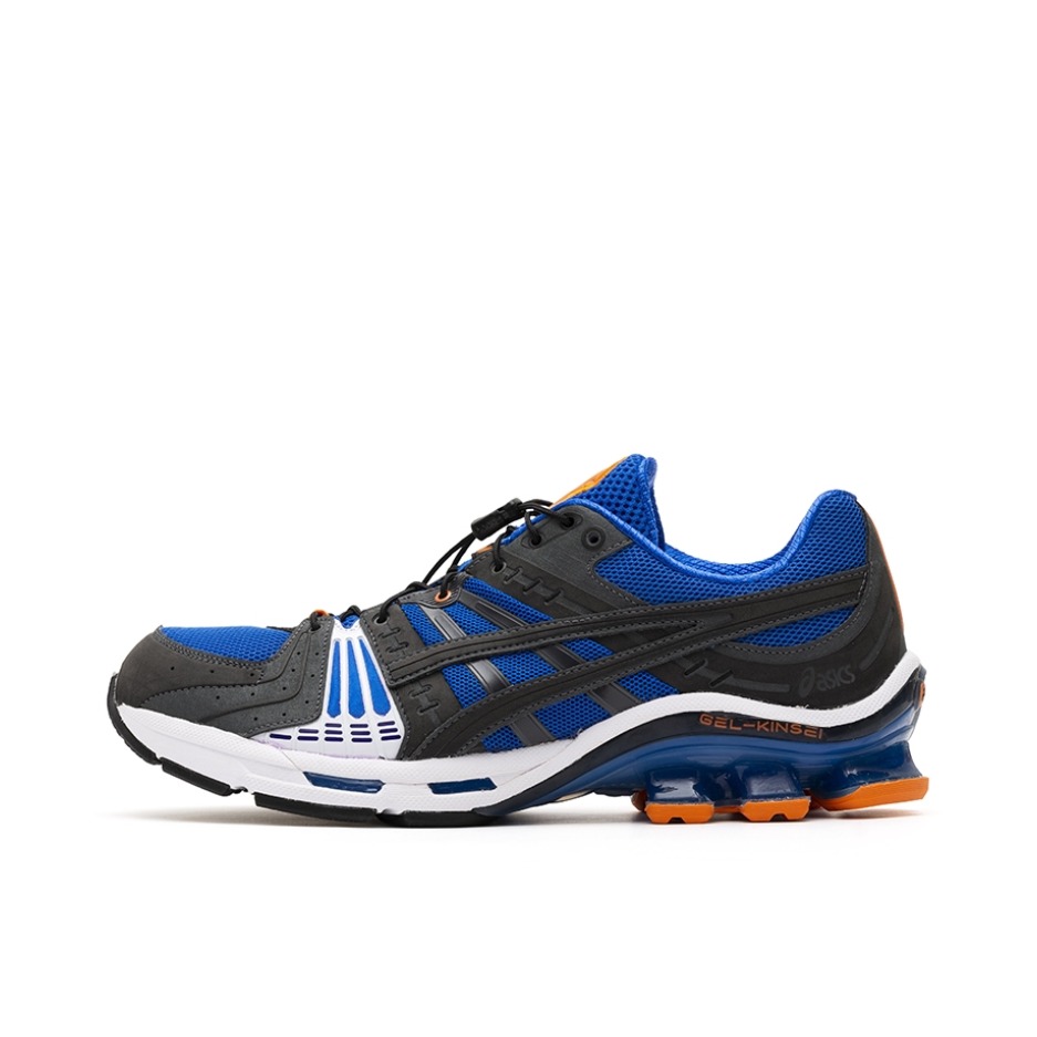 推荐商品：Asics/亚瑟士 Gel-Kinsei OG 跑鞋 复古百搭时尚潮流防滑耐磨减震透气舒适轻便织物合成革 AFFIX联名/黑色/蓝色