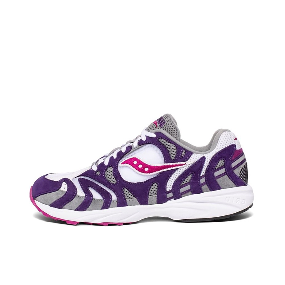 推荐商品：Saucony/索康尼 Grid Azura 2000 减震耐磨 透气 轻便回弹 复古 织物 跑鞋 白灰紫