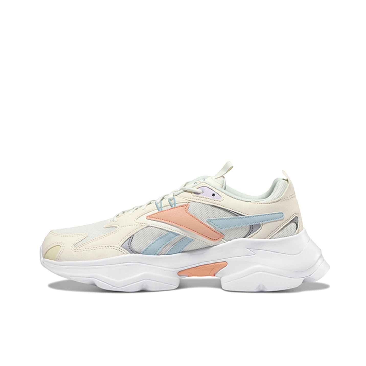 推荐商品：Reebok/锐步 Royal Bridge 4 运动休闲鞋 透气耐磨厚底防滑舒适轻便复古风合成革织物网布经典风减震 米白/浅蓝/浅粉/灰